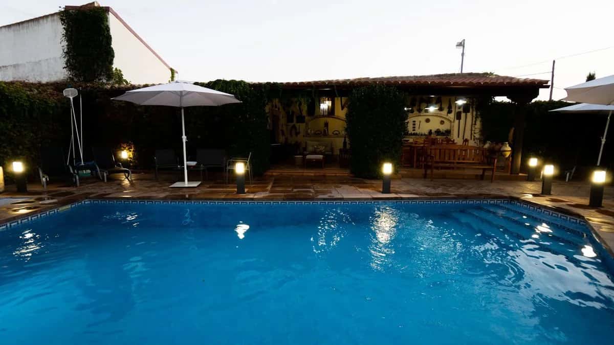 Pool at Tres Ventas at dusk